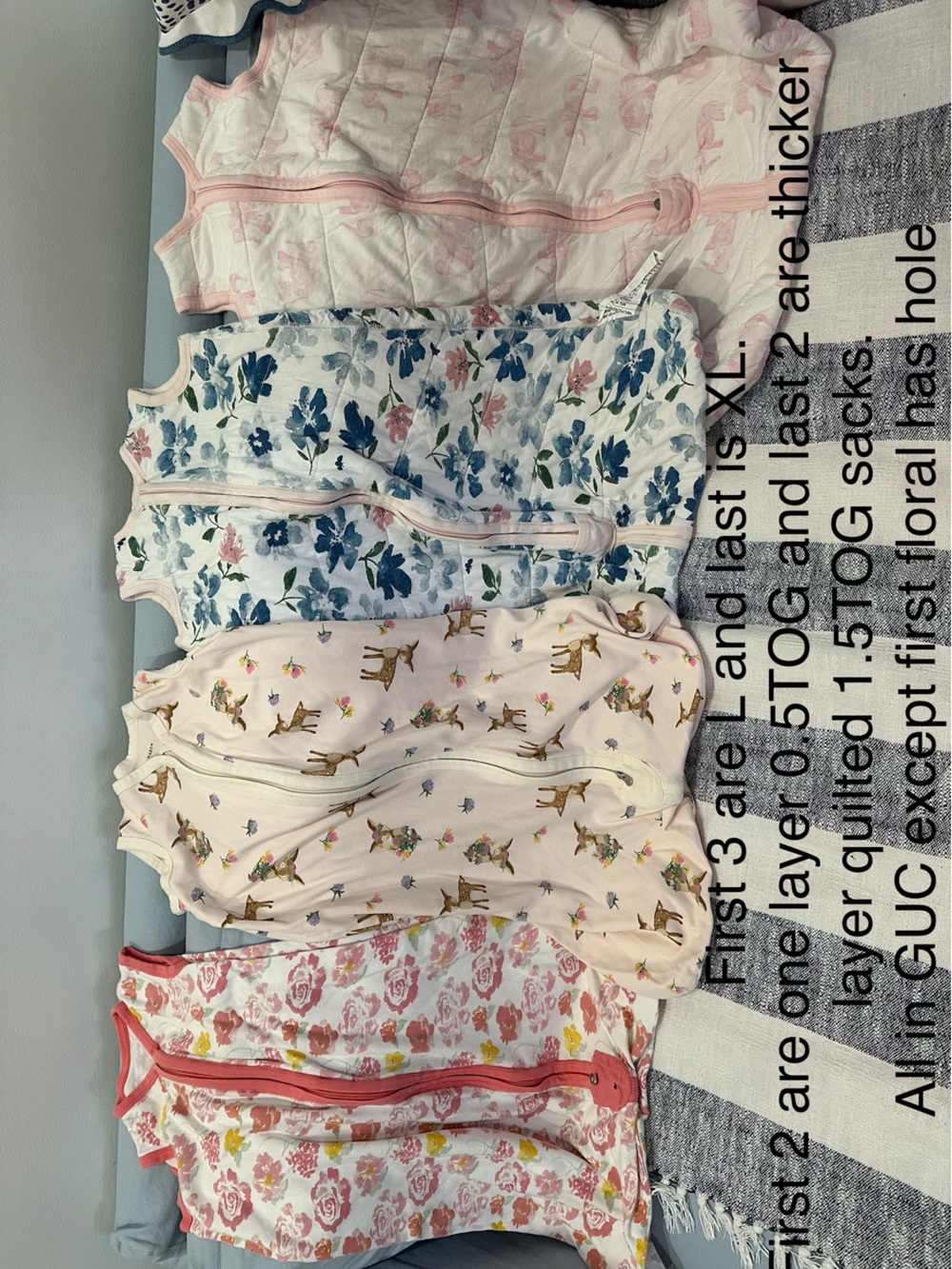 Burts Bees Baby Sleep Sack sizes L and XL - Soft Zip, Cozy Wearable Blanket